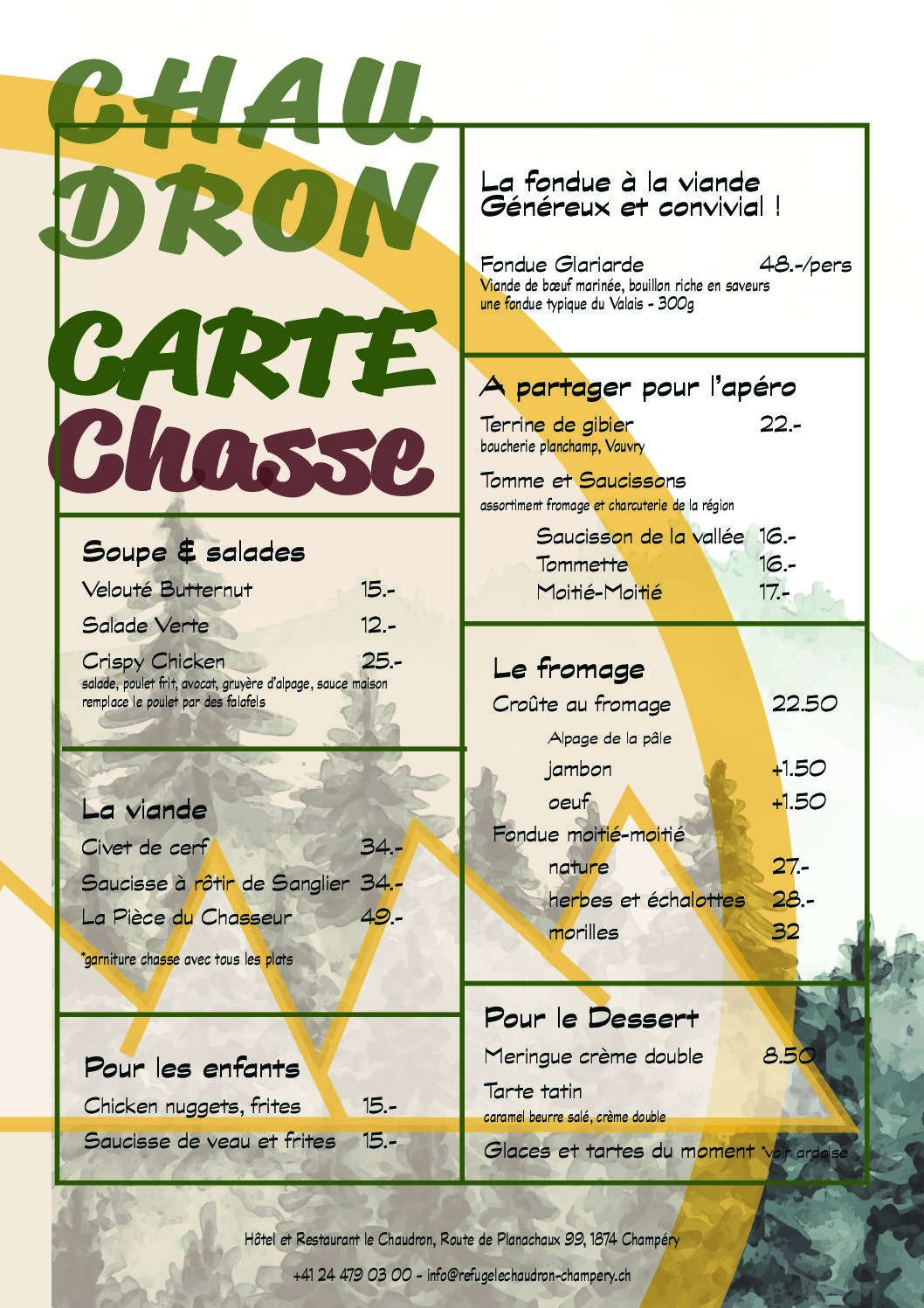 Menu chasse 2025